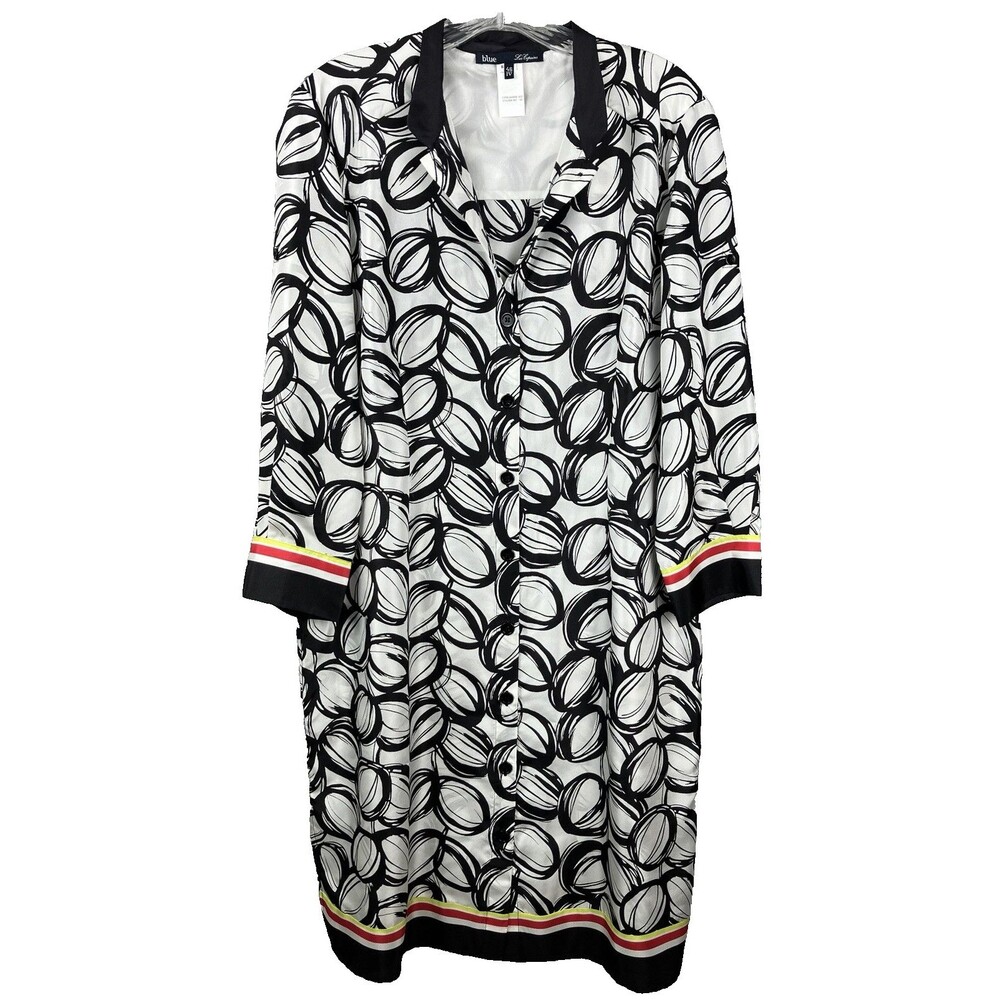 Blue Les Copains Italian Silk Tunic Shirt Dress Sz EU 46 (US 10-12) Luxury Artsy